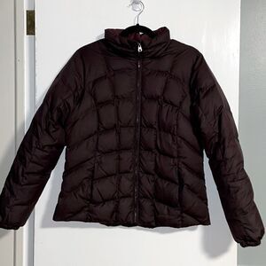 Eddie Bauer down puffer jacket in wine size Medium